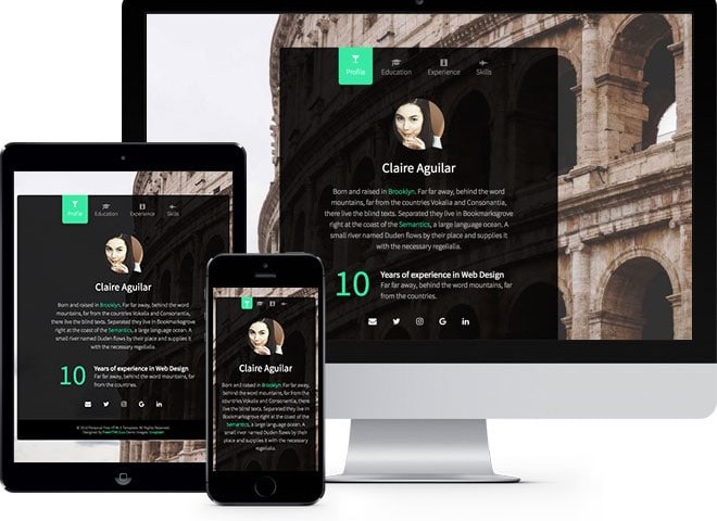 Personal Free HTML5 Bootstrap Website Template