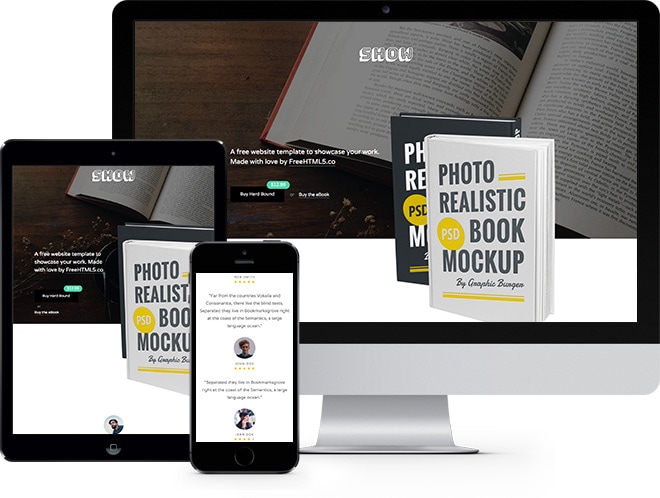 Show: Free HTML5 Bootstrap Template for eBooks sells Online