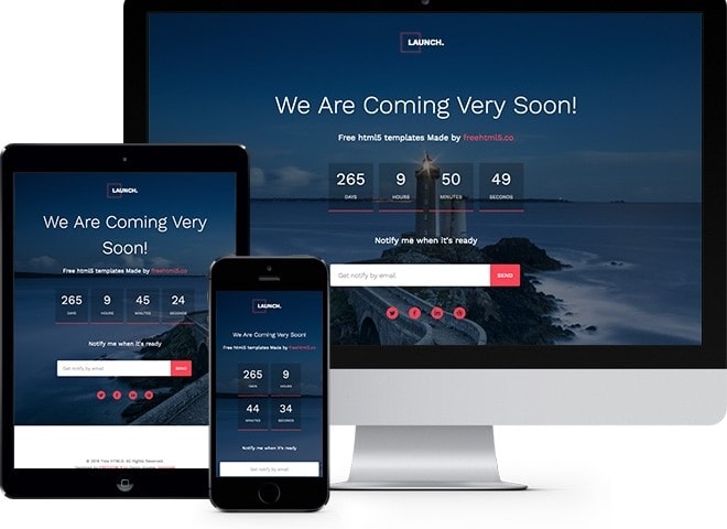 Launch Free HTML5 Bootstrap Template for Coming Soon Page