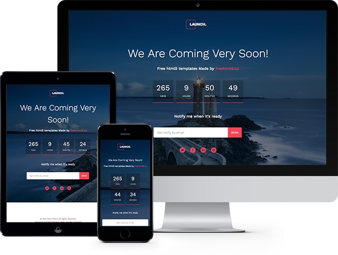 Launch: Free HTML5 Bootstrap Template for Coming Soon page