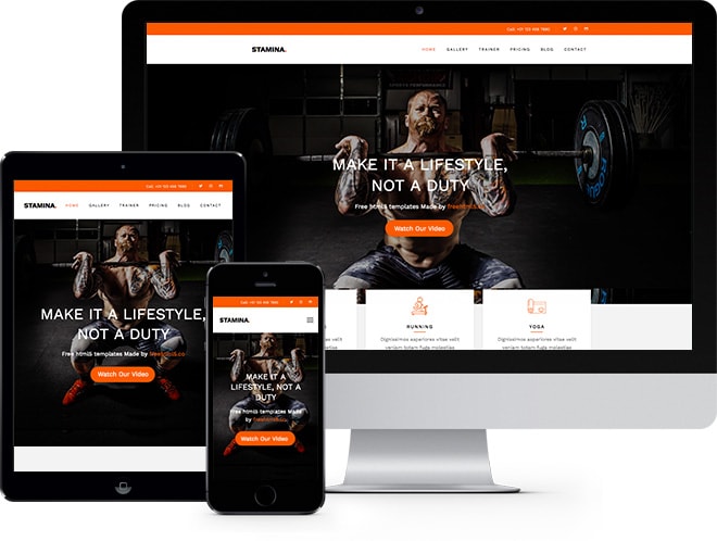 Stamina: Free HTML5 Bootstrap Template for Fitness Websites