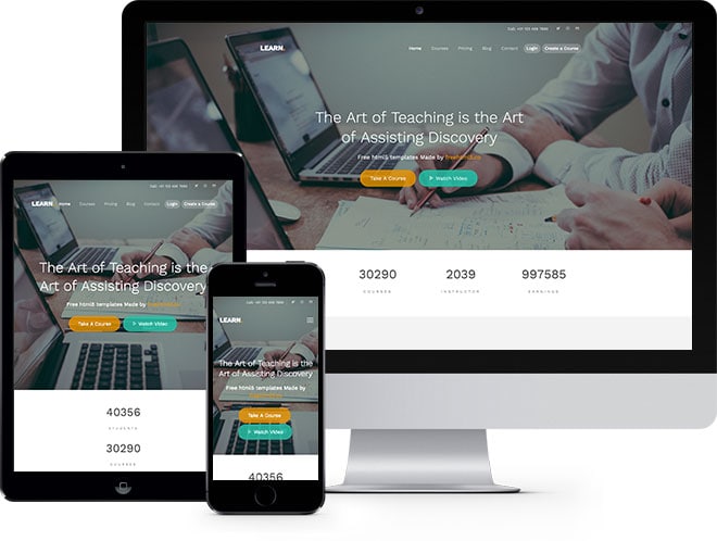 Learn: Free Website Template Using Bootstrap for School Courses Websites