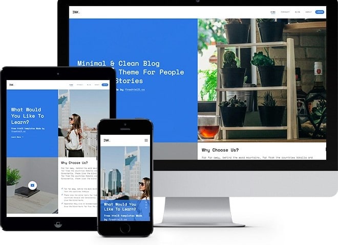 Ink Free HTML5 Bootstrap Template a Multi Purpose Website Template