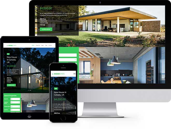 Homestate: Free HTML5 Bootstrap Real Estate Template