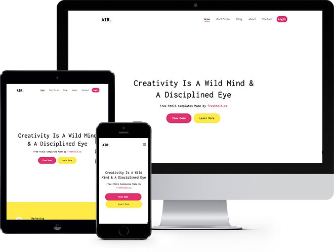 Air: Free HTML5 Bootstrap Template for Portfolio and Landing Pages