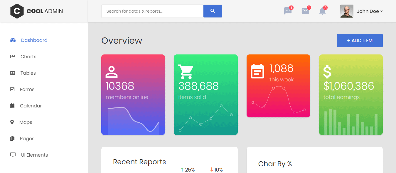 Cool admin: free bootstrap 4 dashboard
