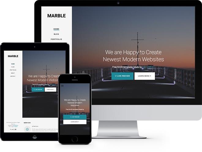 Marble: Free HTML5 Bootstrap Template for Portfolio or Multi Purpose Websites