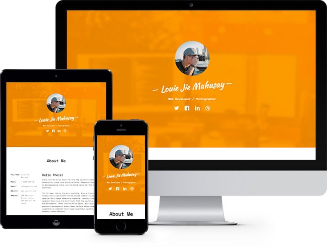 Profile: Free HTML5 Bootstrap Template for Personal and Vcard, Resume Websites