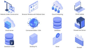 whcompare isometric web hosting icons