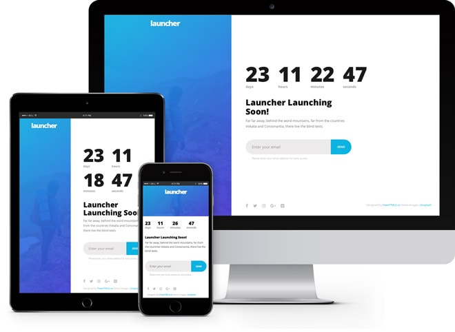 Launcher: Simple Coming Soon HTML5 Bootstrap Template
