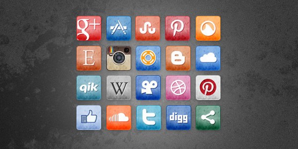 Stained and Faded Social Media Icons Vol. 3
